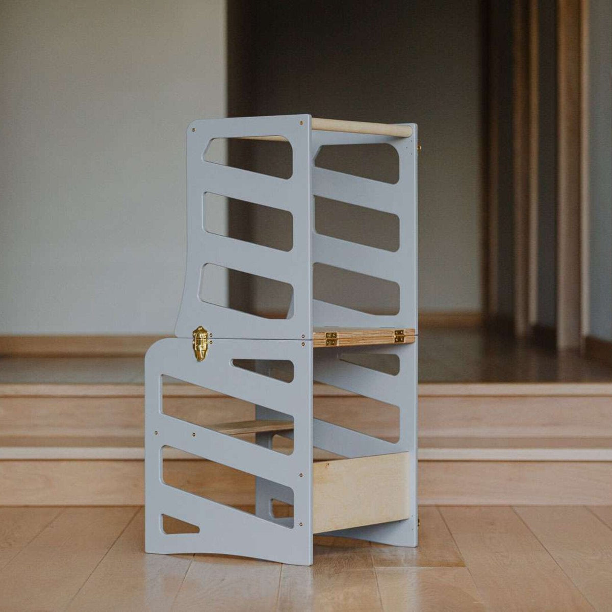 Learning Tower 2in1 wandelbarer Montessori Lernturm Küchenturm mit Tisch - Stripe Design