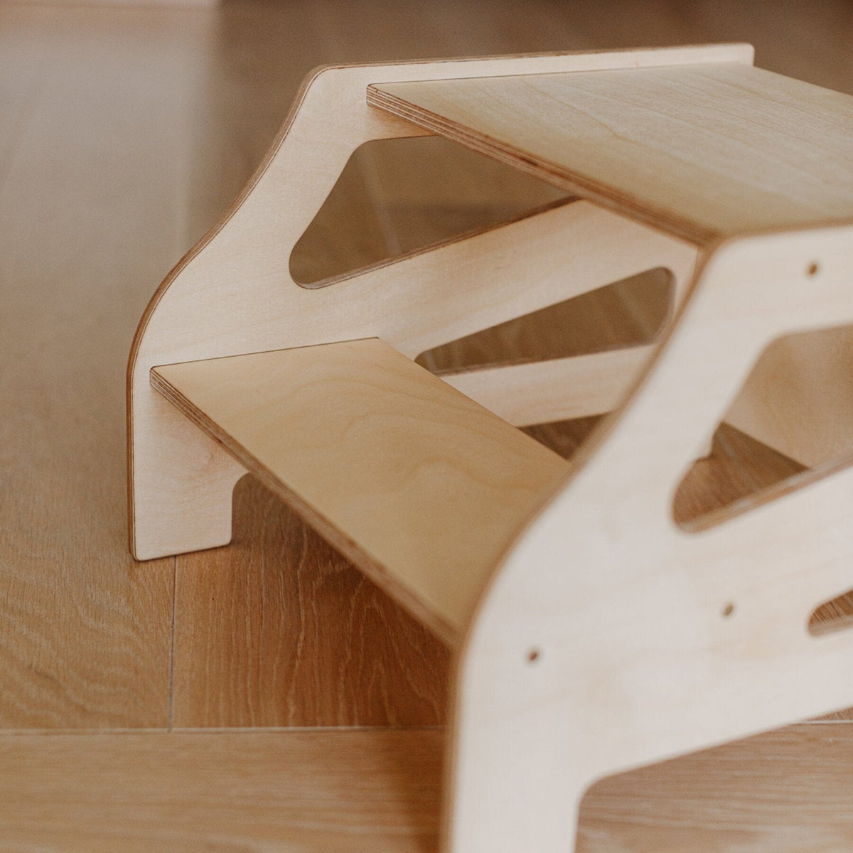 Learning Tower 3 in 1 wandelbarer Montessori Lernturm mit Rutsche oder Hocker Natur