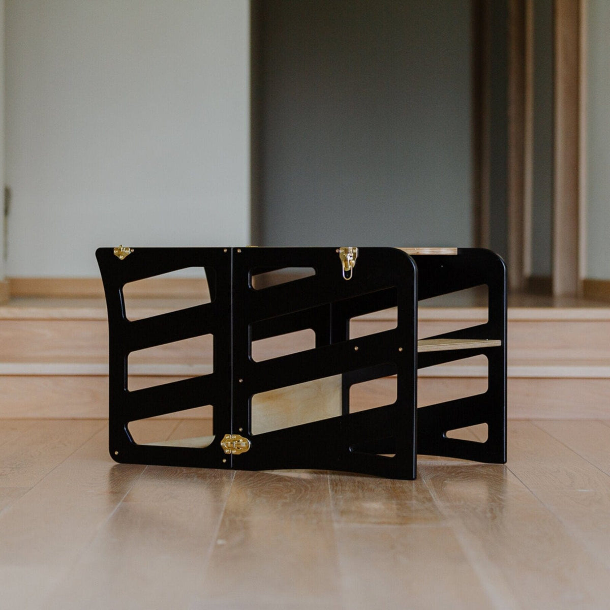 Learning Tower 3 in 1 wandelbarer Montessori Lernturm mit Rutsche oder Hocker Schwarz