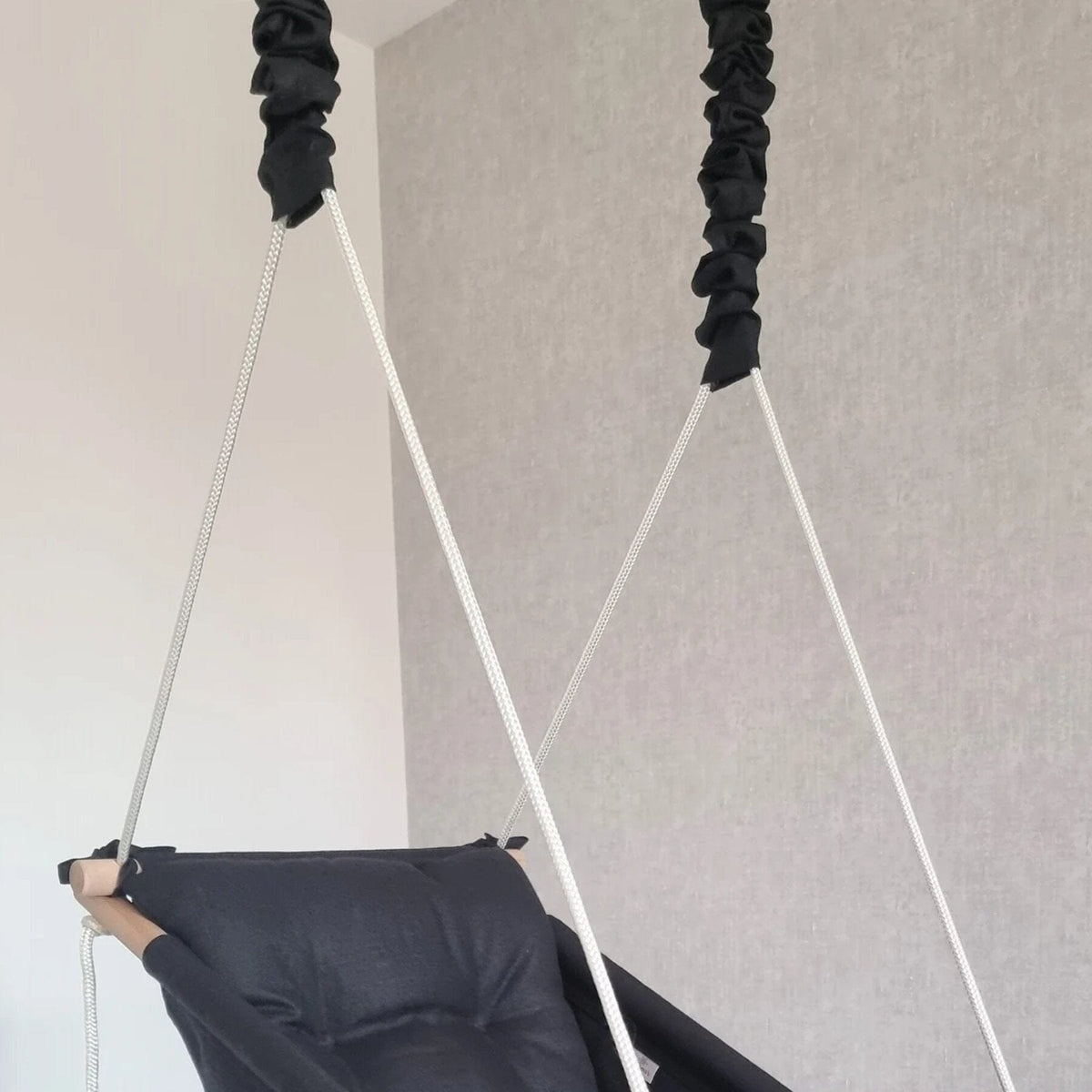 Schaukel Babyschaukel Babyliegeschaukel Leinenstoff Schwarz