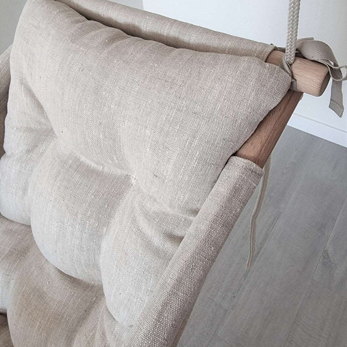 Schaukel Babyschaukel Babyliegeschaukel Leinen Beige