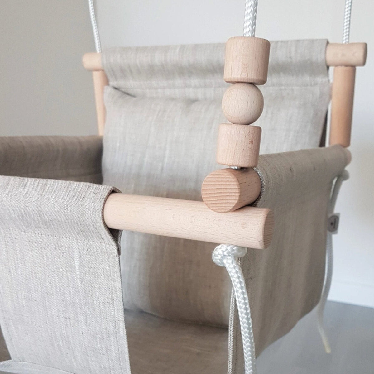 Schaukel Babyschaukel mit hoher Rückenlehne Leinen Melange