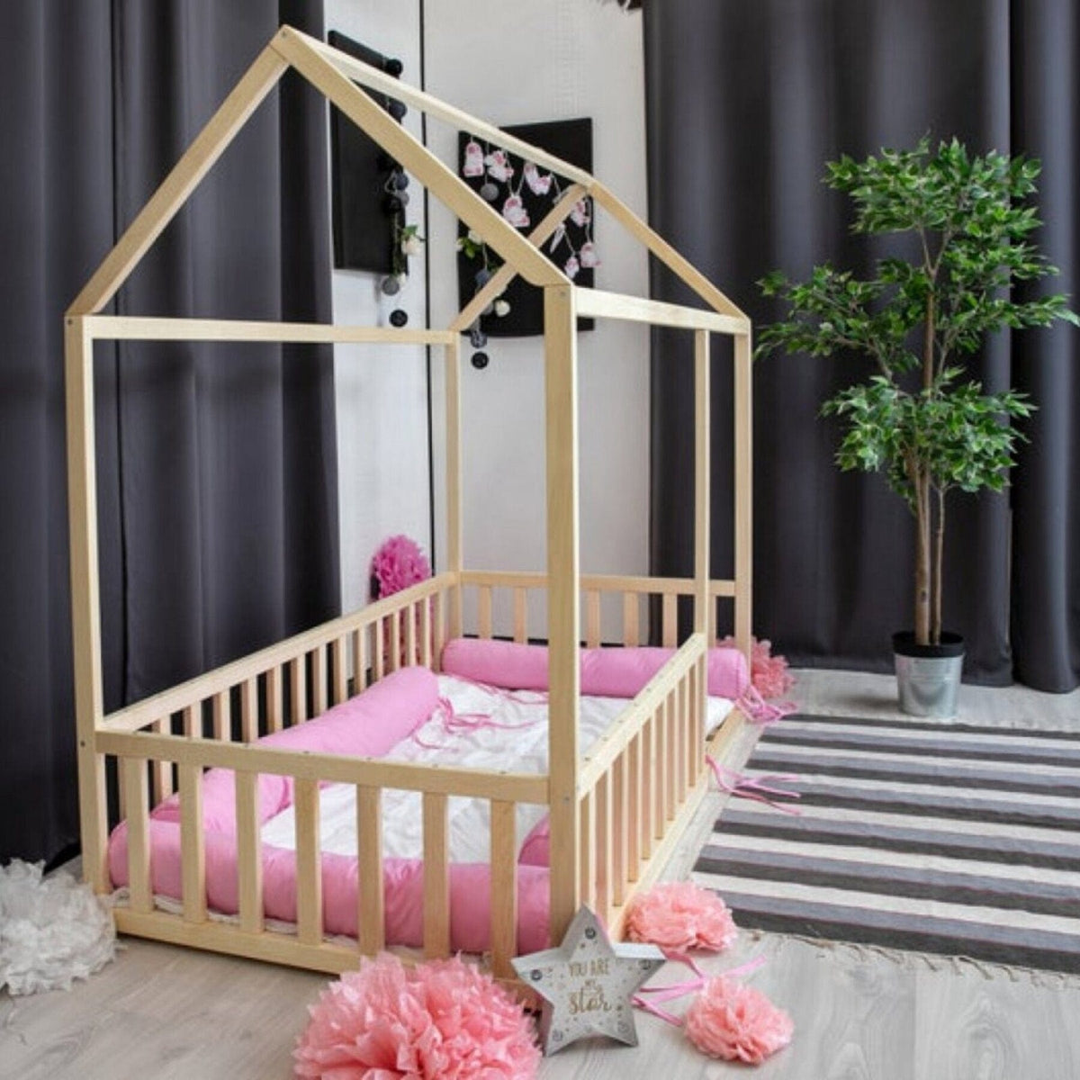 Betten und Klettergerüste Montessori inspirierte Hausbett Kinderbett Bodenbett