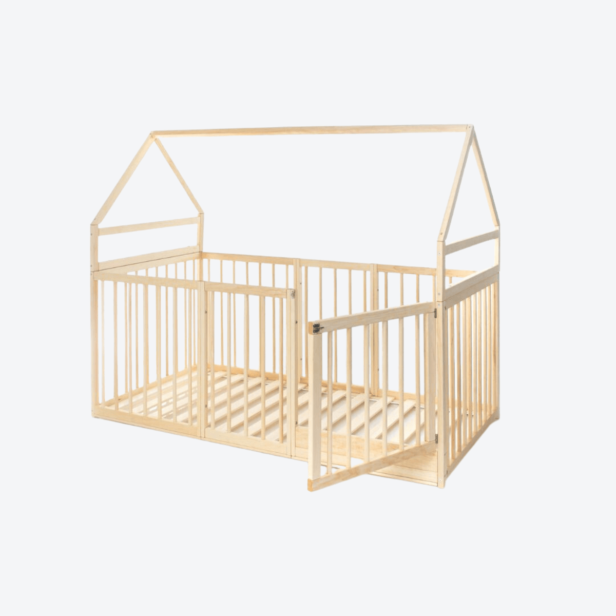 Betten und Klettergerüste Montessori Bodenbett - Montessori Hausbett aus Naturholz