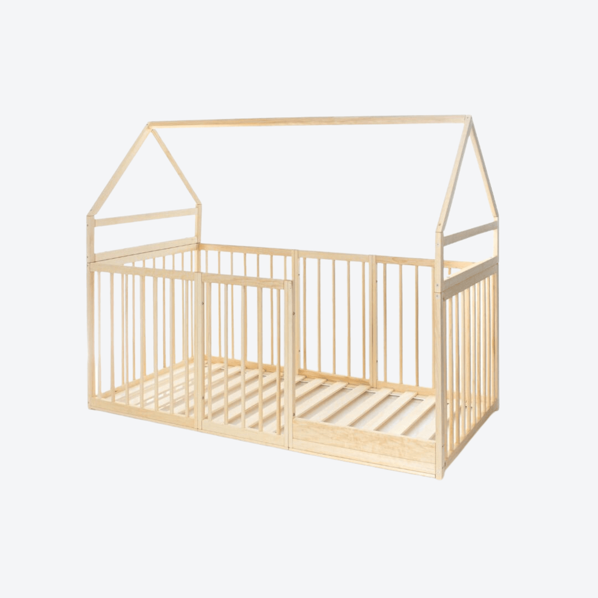Betten und Klettergerüste Montessori Bodenbett - Montessori Hausbett aus Naturholz