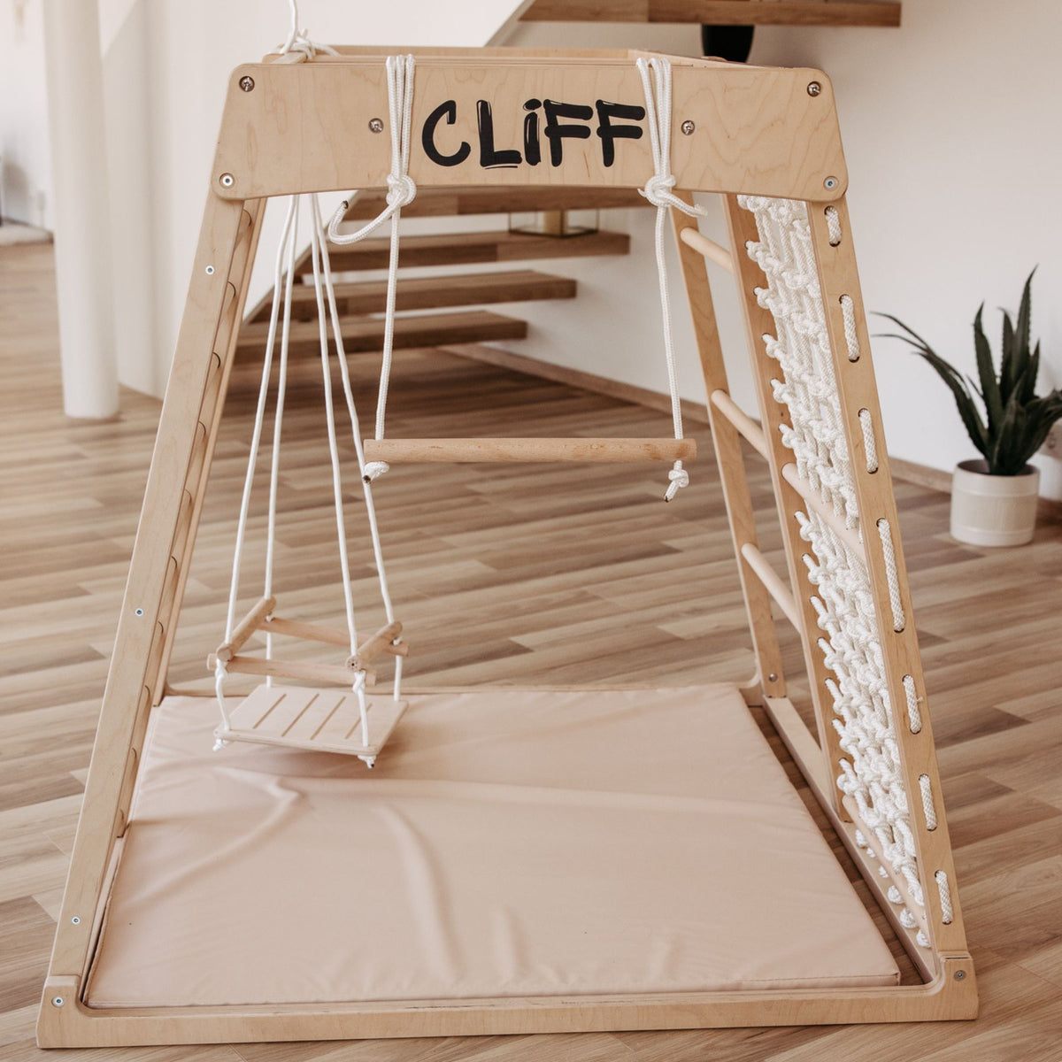 CLIFF Holztrapez für Kinder, Trapezschaukel fürs Klettergerüst