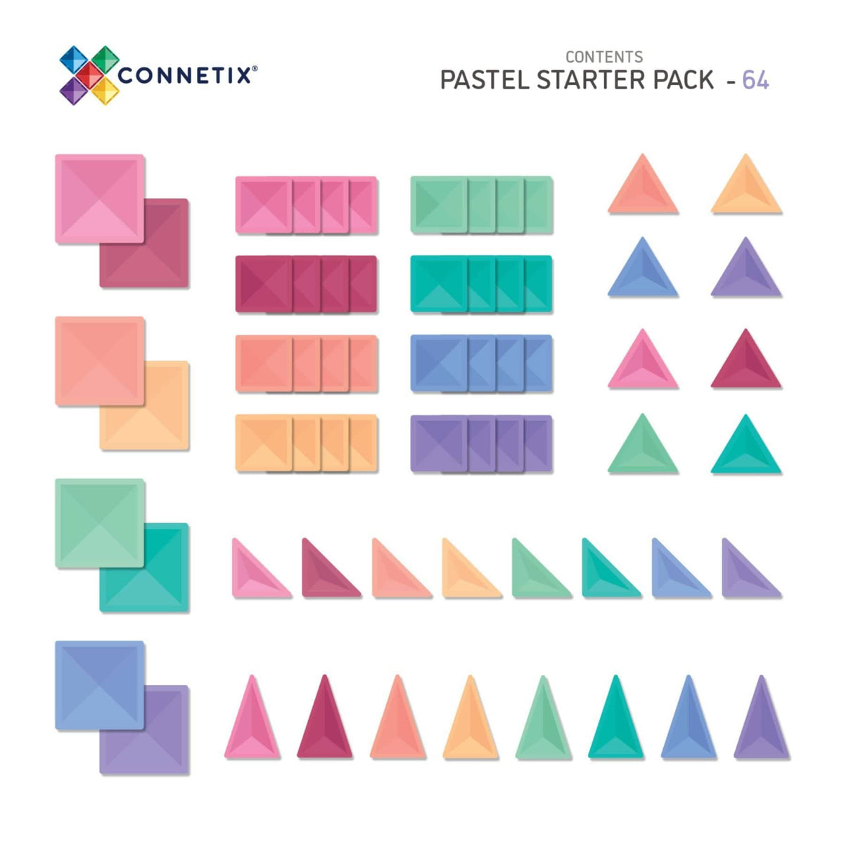 Magnetbausteine Connetix Pastel Starter Pack — 64 Magnetbausteine
