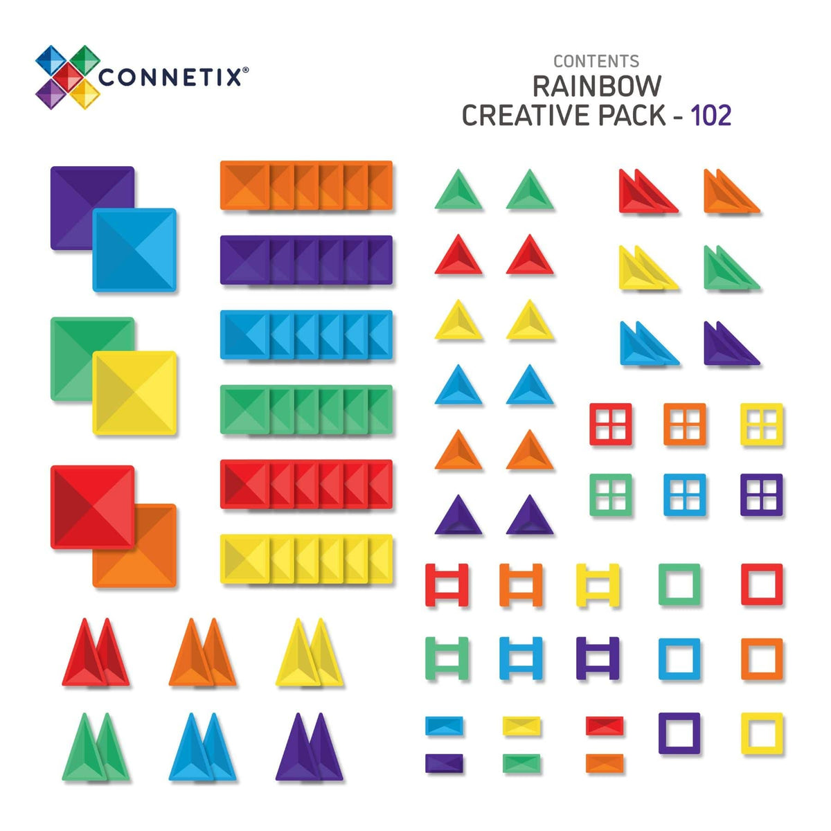 Magnetbausteine Connetix Rainbow Creative Pack 102 Teile - STEAM Magnetbausteine ab 3 Jahren
