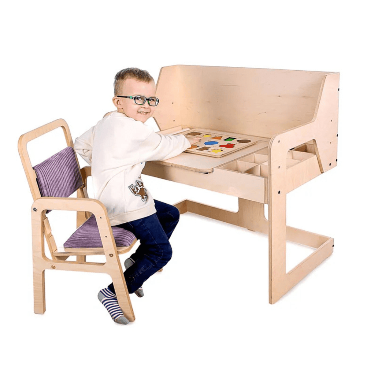 Kinderschreibtisch Verstellbarer Montessori Kindertisch und Stuhl Set luula