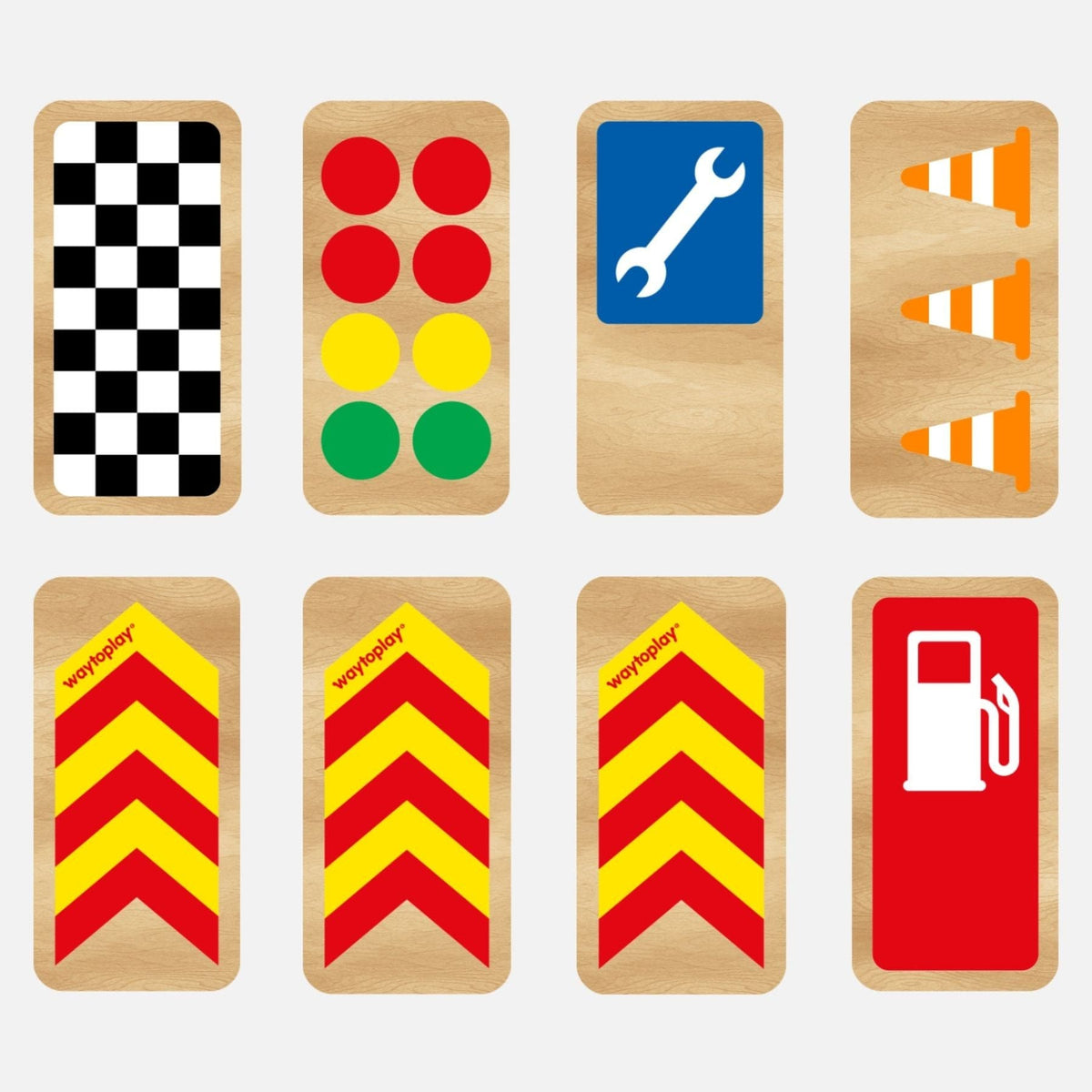 Holzspielzeug & Bausteine Holz- Rennsportschilder für Spielstrassen – Race Signs | waytoplay