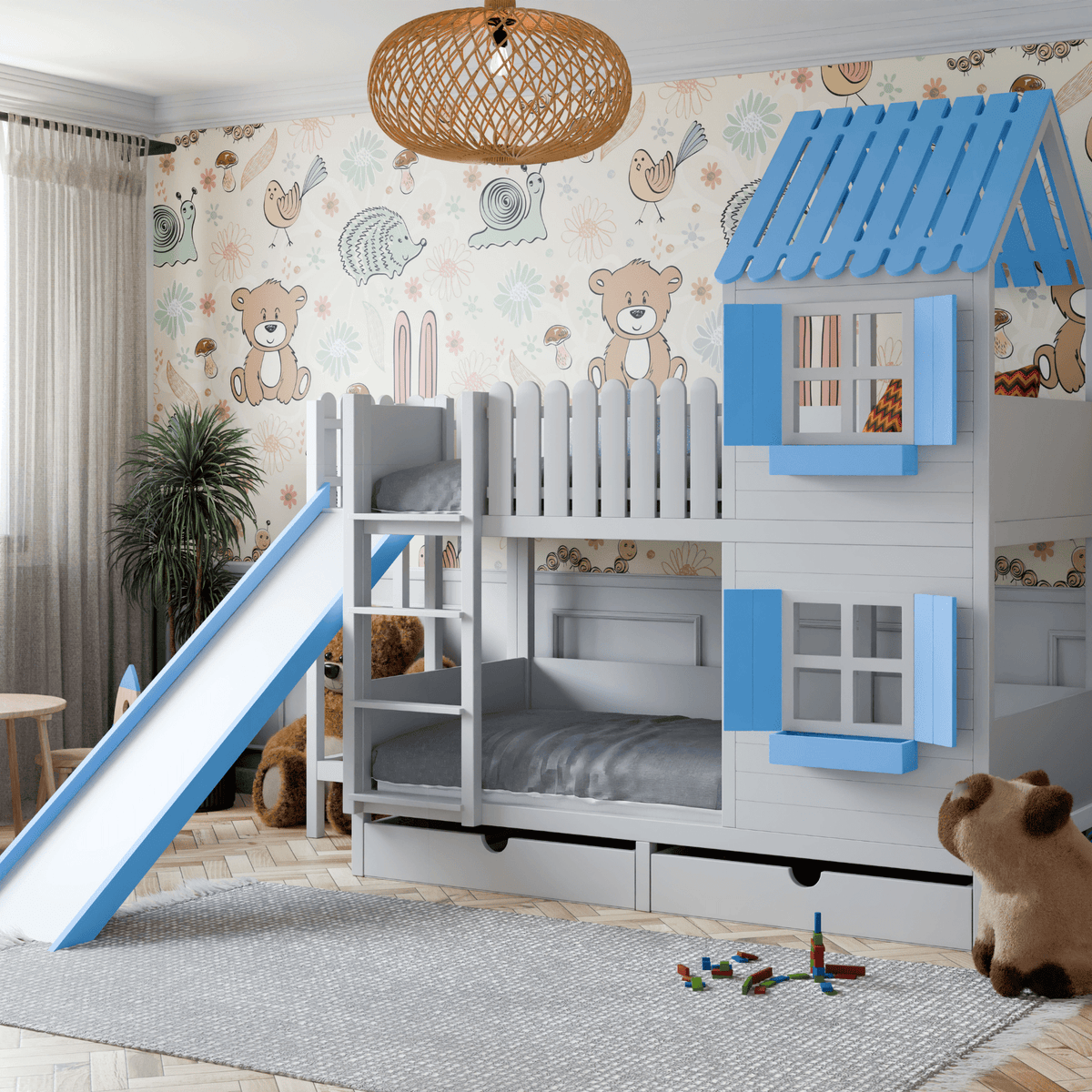 Bett Kinderbett Hausbett Etagenbett für Kinder - Kim