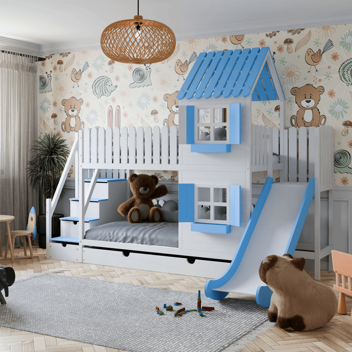 Bett Kinderbett Hausbett Etagenbett für Kinder - Leni
