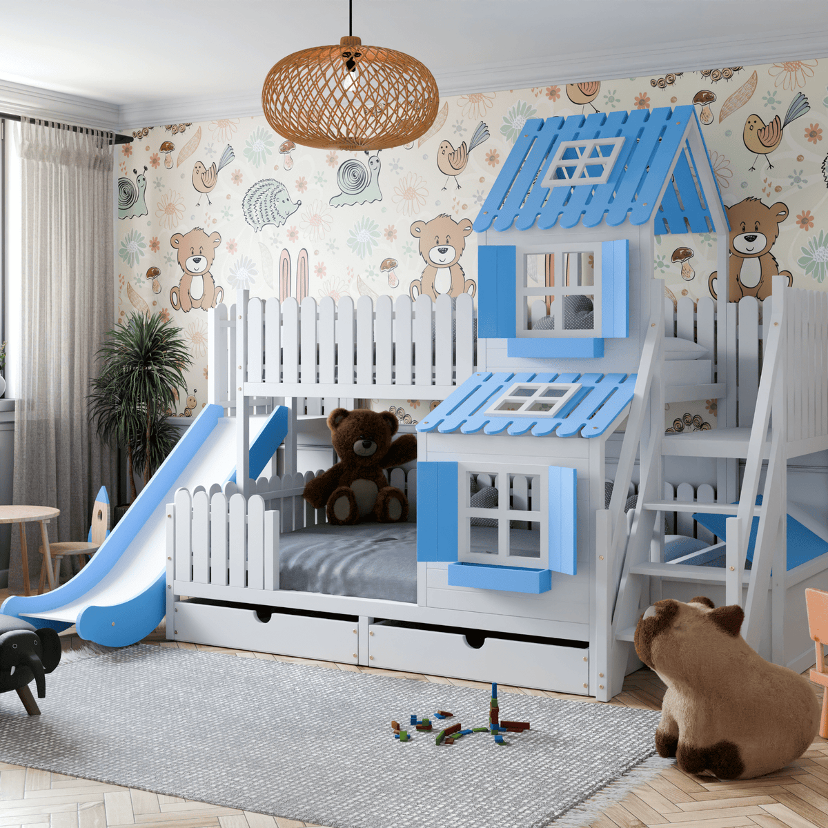 Bett Kinderbett Hausbett Etagenbett für Kinder - Remy