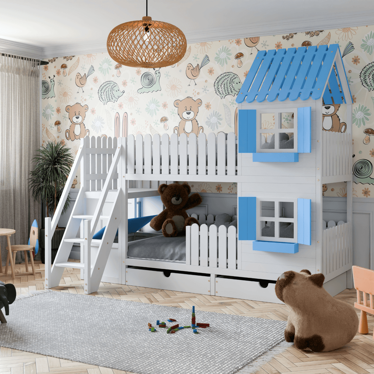 Bett Kinderbett Hausbett Etagenbett für Kinder - Rio