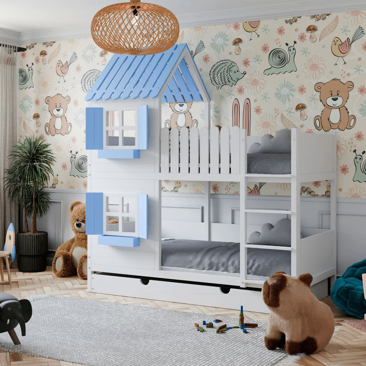 Bett Kinderbett Hausbett Etagenbett für Kinder - Lior