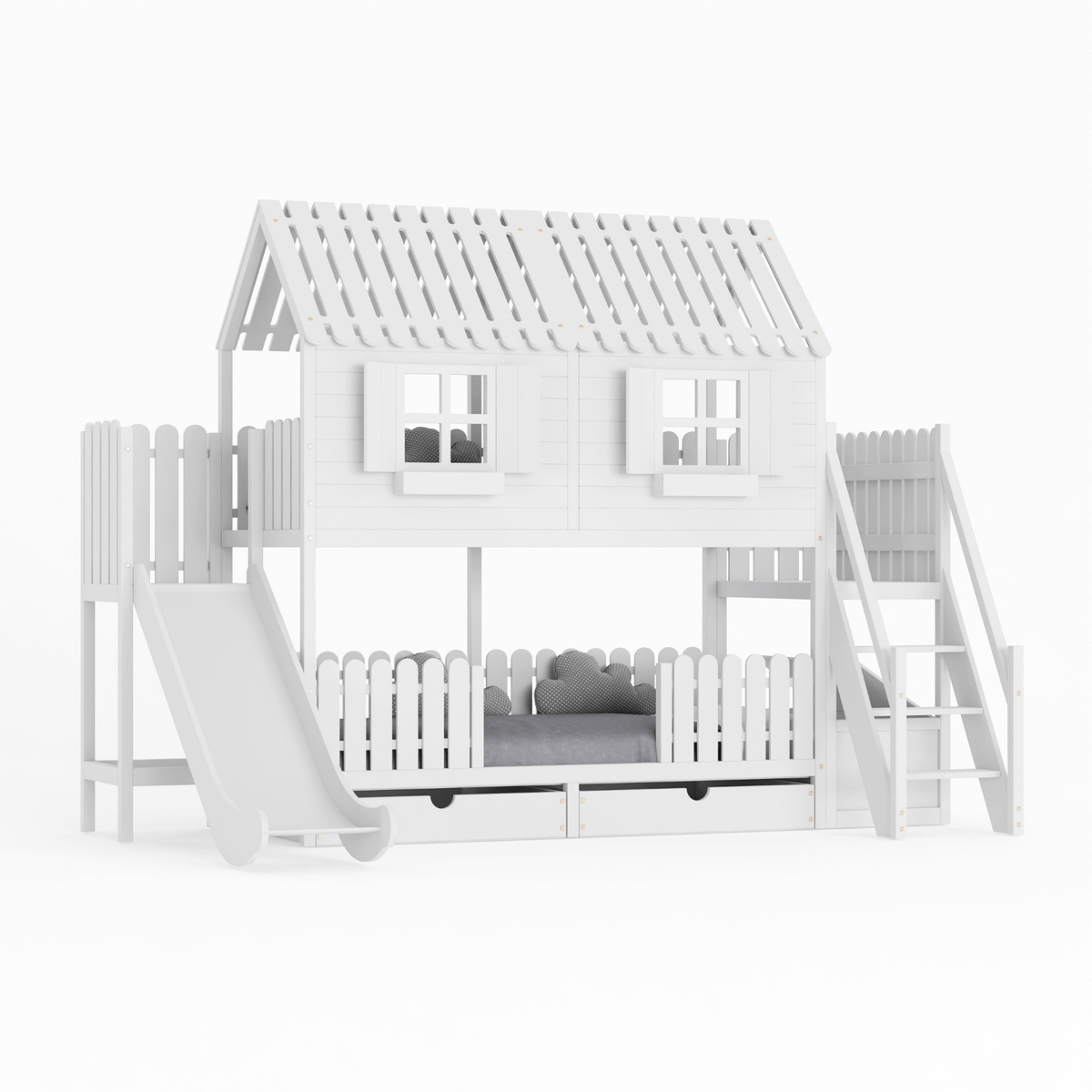 Bett Kinderbett Hausbett Etagenbett für Kinder - Nuri