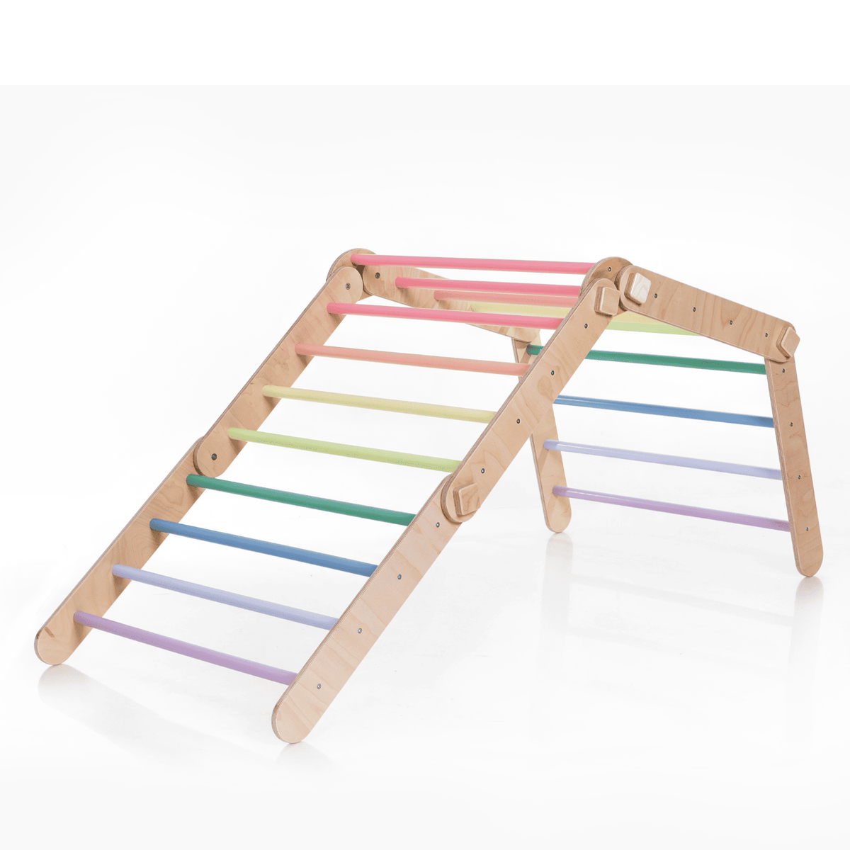 Kletterdreieck Pikler Dreieck Rutsche Pastell – 4-in-1 Motorik-Baukasten