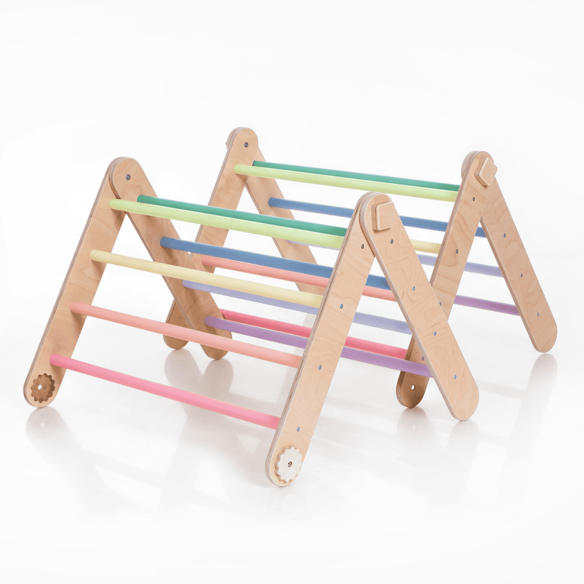 Kletterdreieck Pikler Dreieck Rutsche Pastell – 4-in-1 Motorik-Baukasten