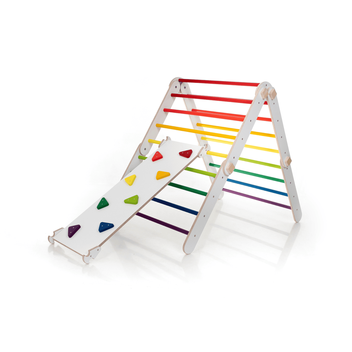 Kletterdreieck Pikler Dreieck Rutsche Wandelbar Bunt – 4-in-1 verstellbares Motorik-Kletterset