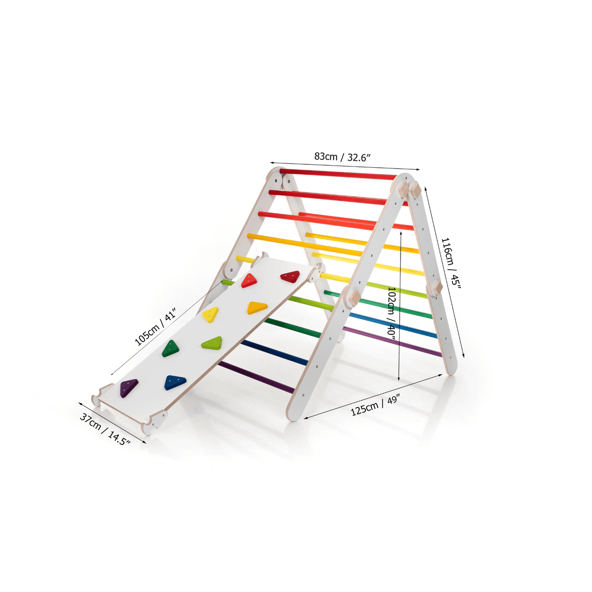 Kletterdreieck Pikler Dreieck Rutsche Wandelbar Bunt – 4-in-1 verstellbares Motorik-Kletterset