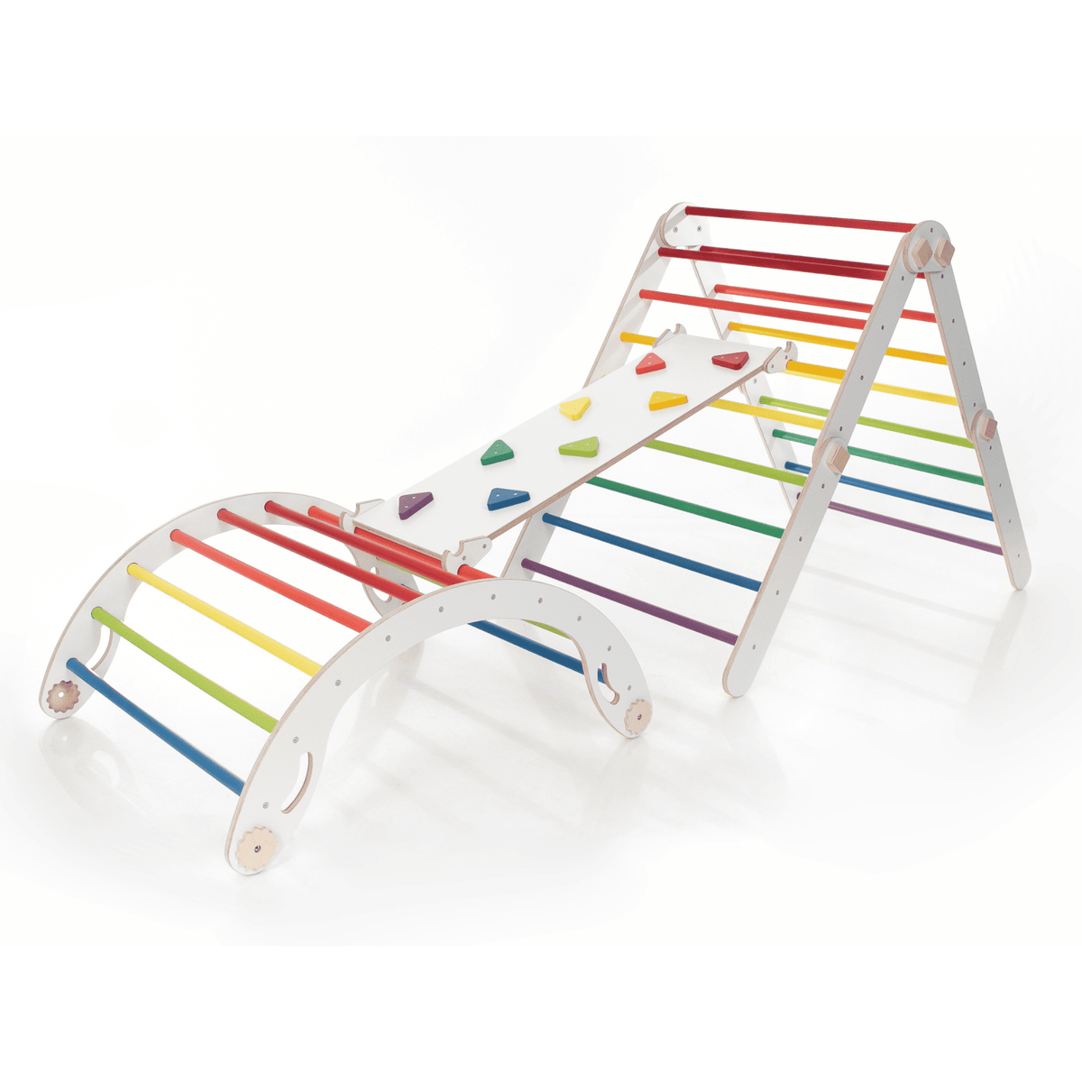 Kletterdreieck Pikler Dreieck Rutsche Wandelbar Bunt – 4-in-1 verstellbares Motorik-Kletterset