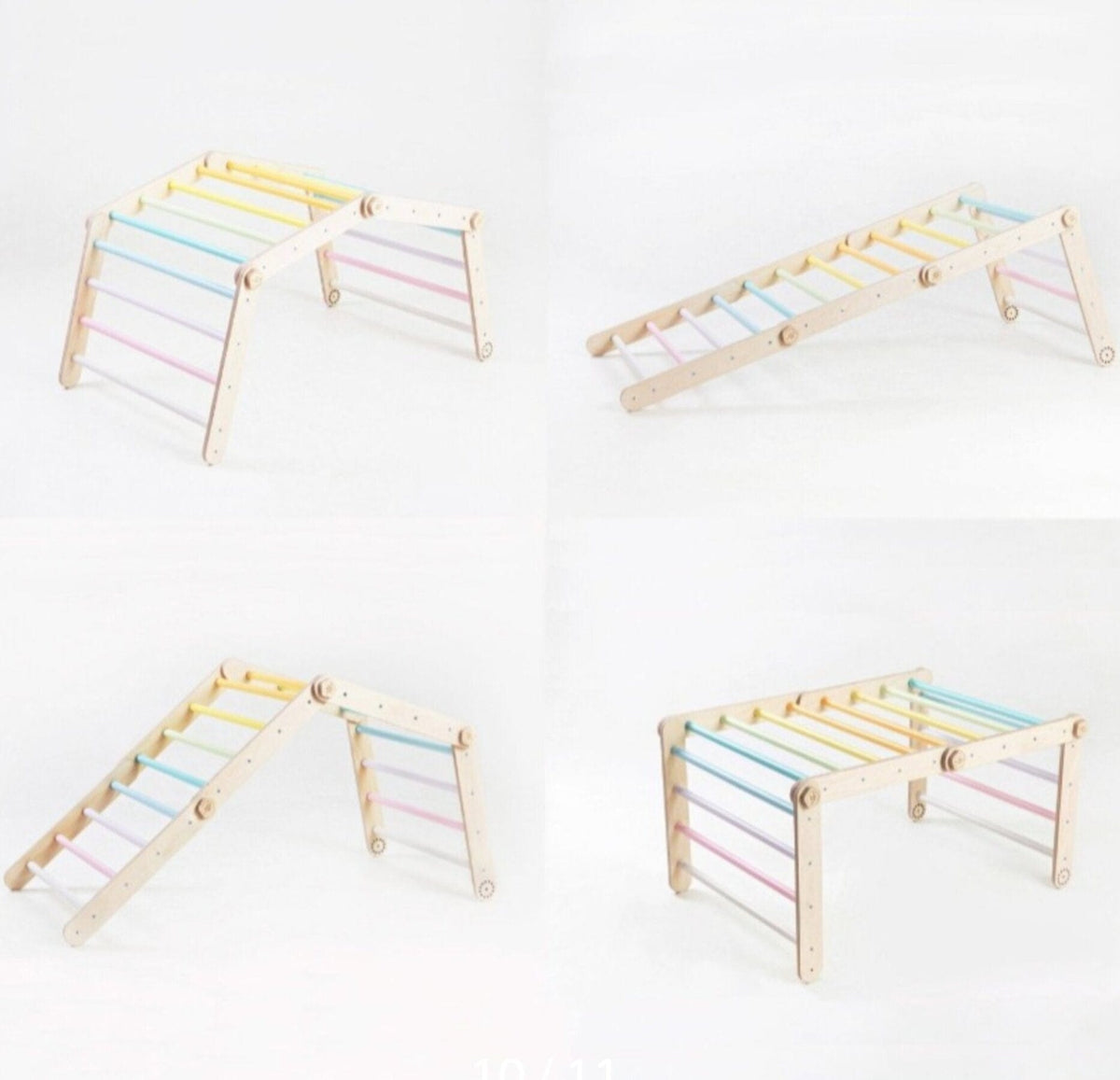 Kletterdreieck Wandlungsfähiges Pikler Kletterdreieck mit Rampenoption Pastell-Regenbogen