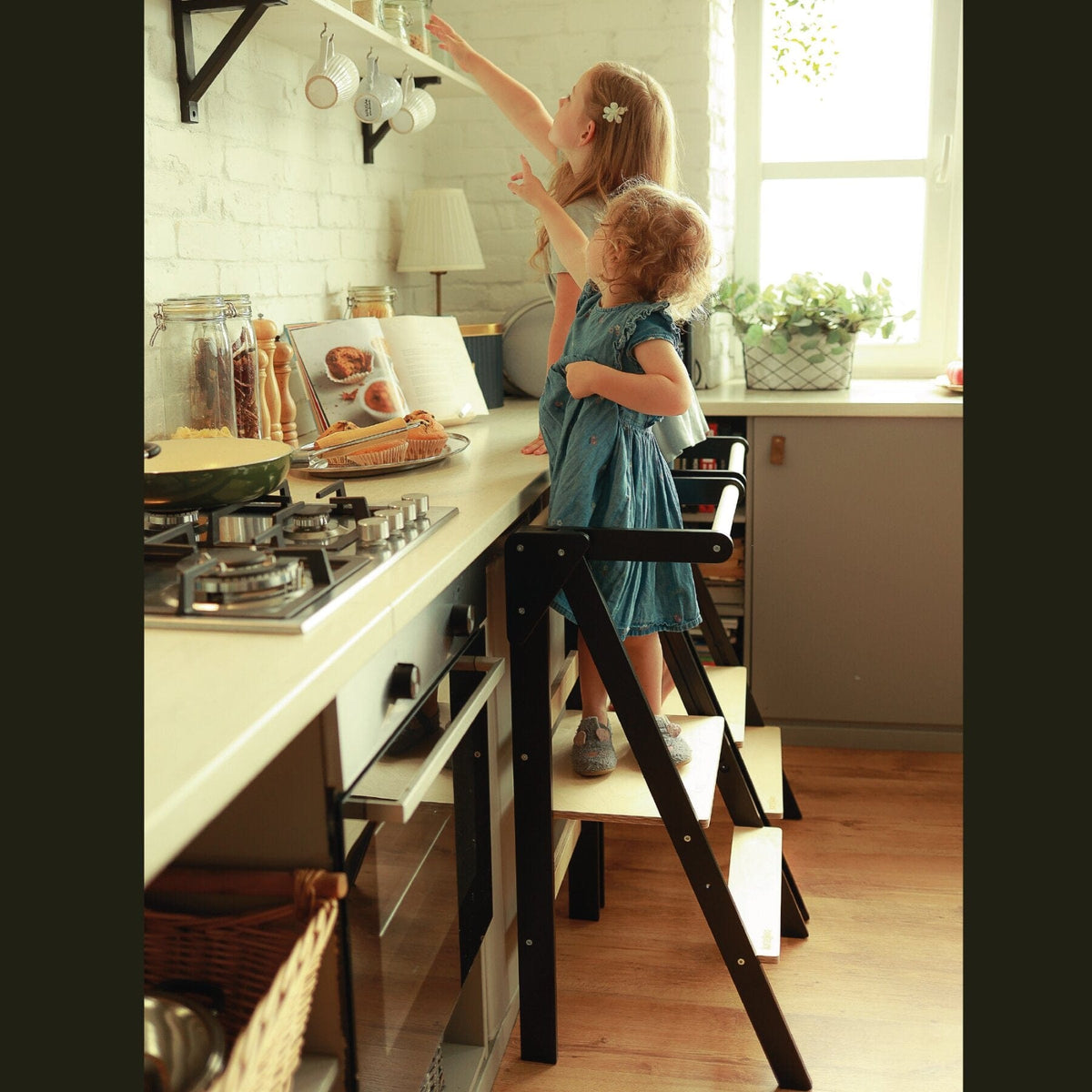 Learning Tower Faltbarer Montessori Naturholz Lernturm
