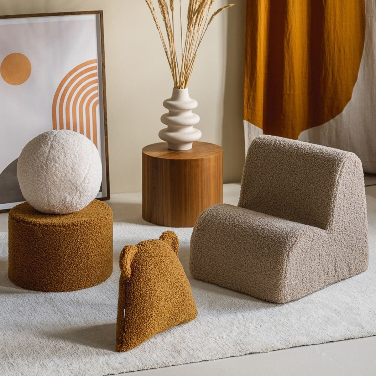 Polstermöbel wigiwama Cloud Chair aus Teddystoff, Kindersessel aus Schaumstoff