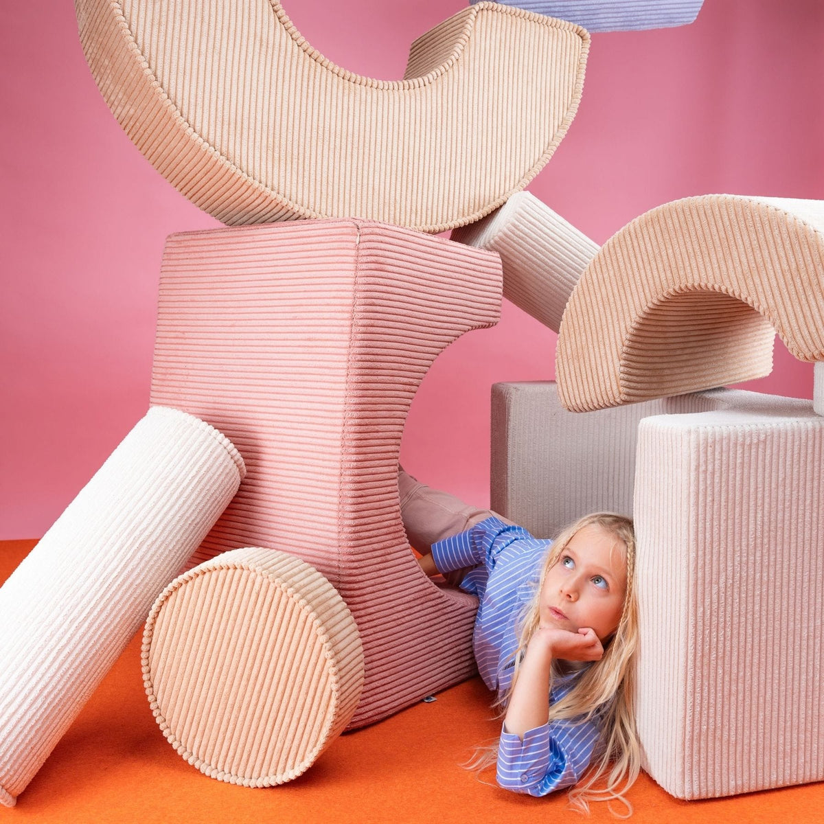 Polstermöbel wigiwama Rainbow Playset aus Cord, Spielset aus Schaumstoff für Kinder