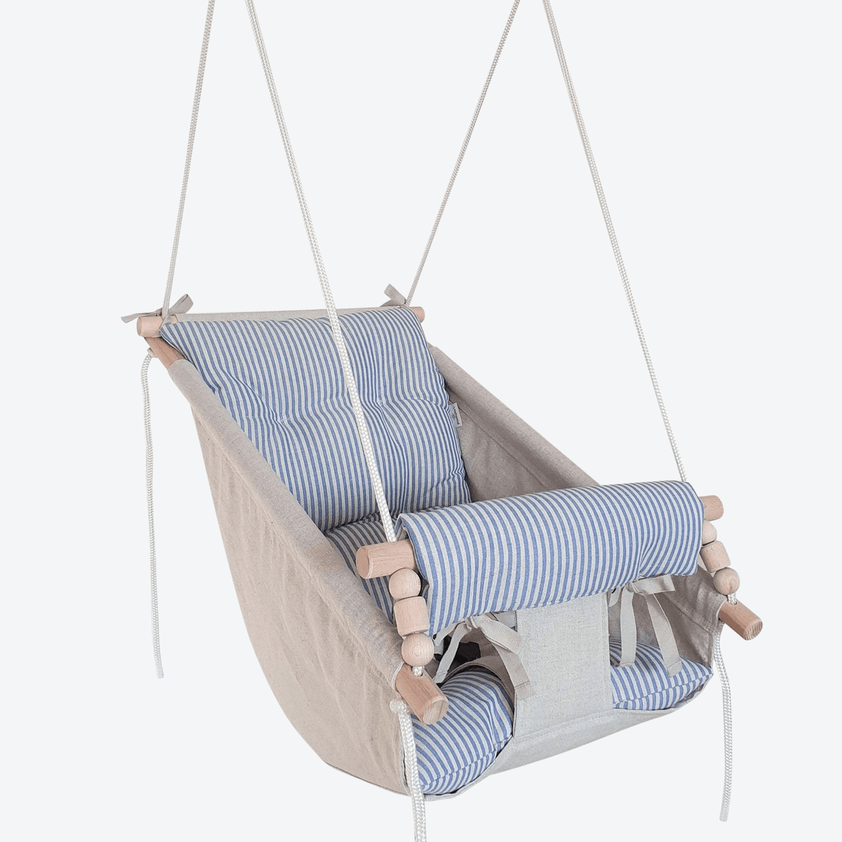 Schaukel Babyschaukel Babyliegeschaukel Leinen Blau Gestreift