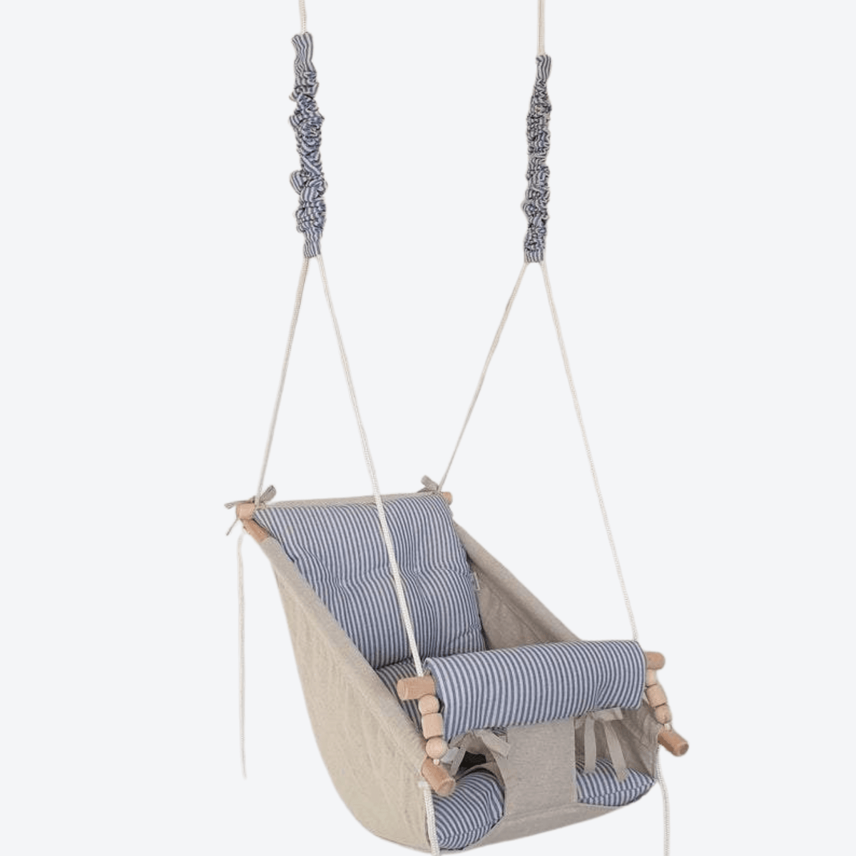 Schaukel Babyschaukel Babyliegeschaukel Leinen Blau Gestreift