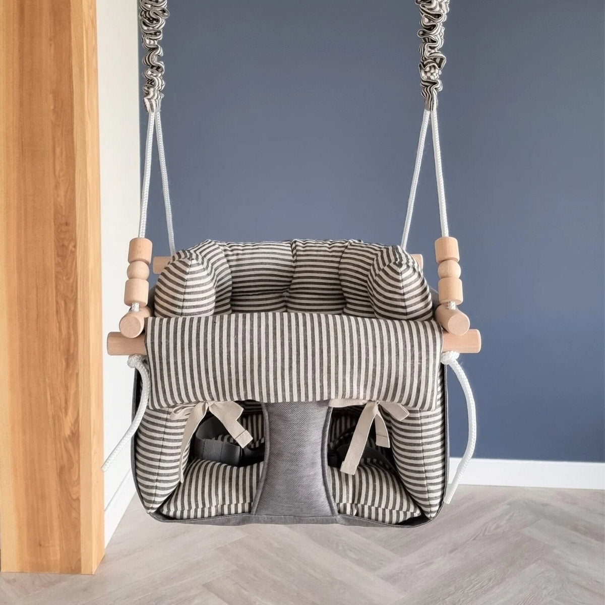 Schaukel Premium Babyschaukel Dunkelgrau Leinenkissen
