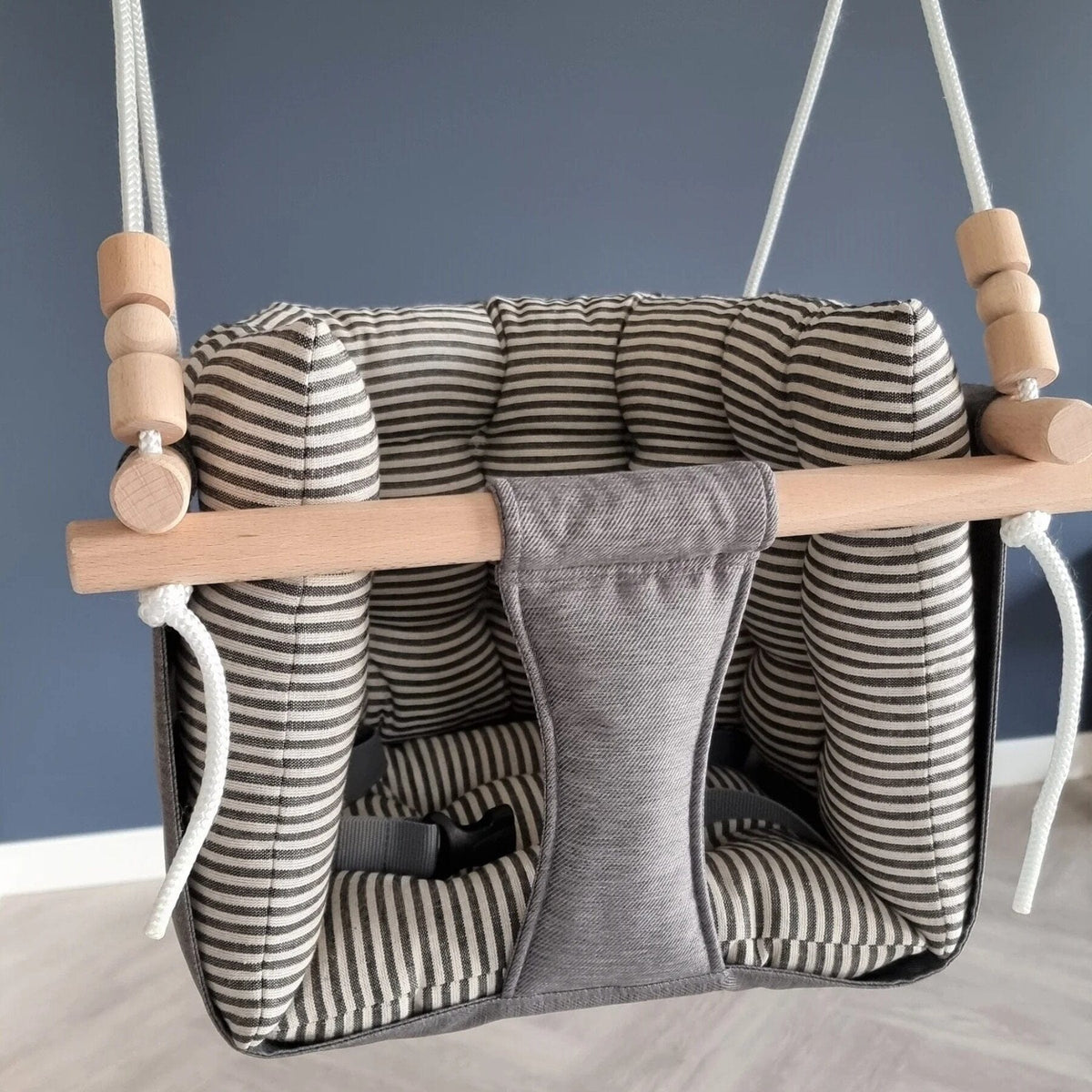 Schaukel Premium Babyschaukel Dunkelgrau Leinenkissen