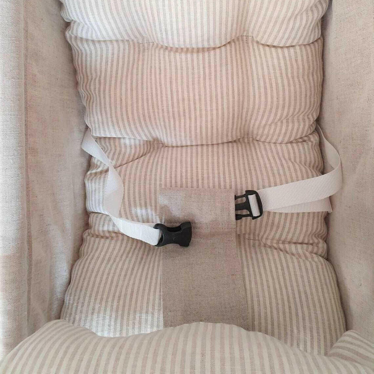Schaukel Babyschaukel Babyliegeschaukel Leinenstoff Beige gestreift