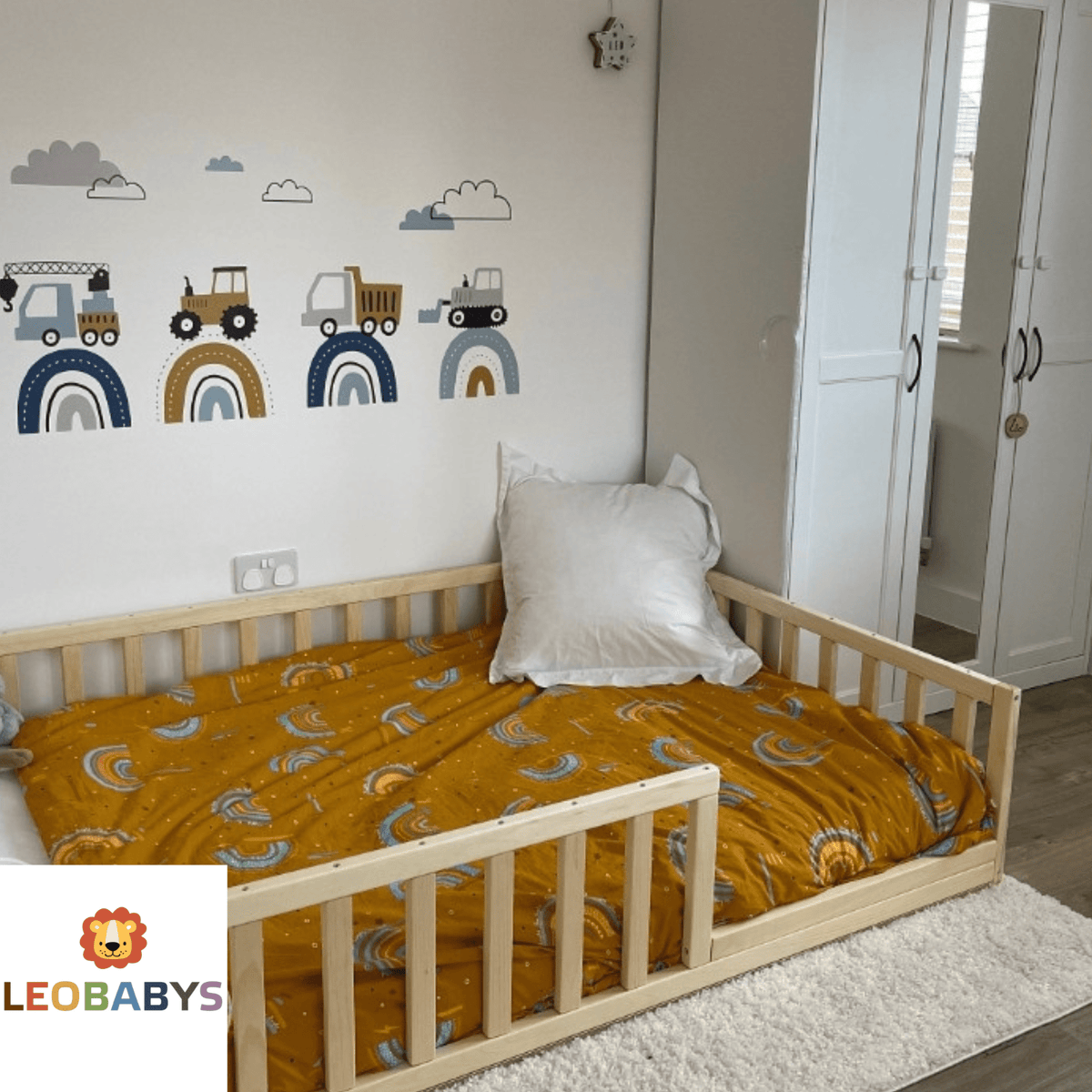 Betten und Klettergerüste Bodenbett Kinderbett Babybett Gitterbett - Kleinkindgeländer flach