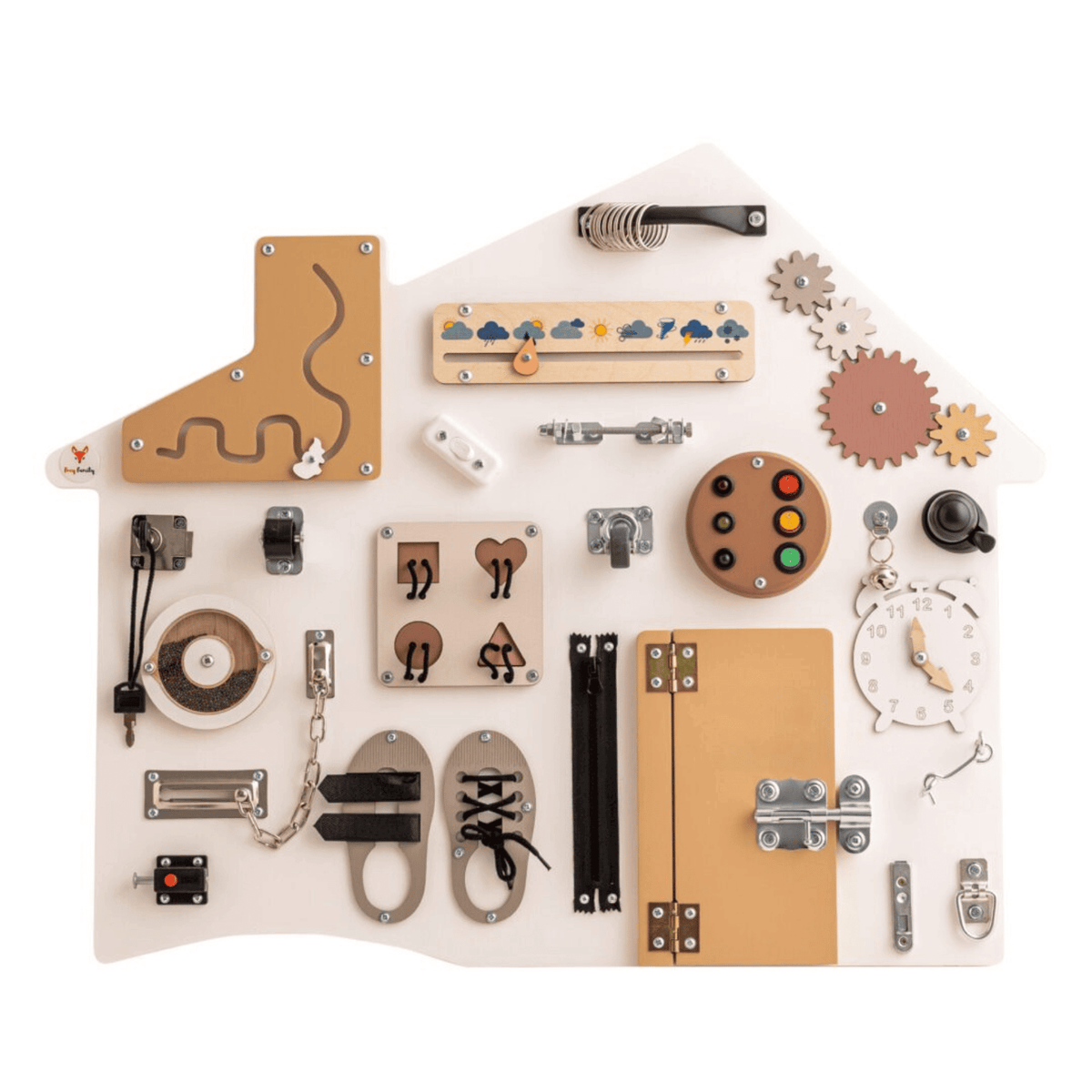 Busy Board Busy Board XL „Haus in WEISS“ – Montessori Wandtafel
