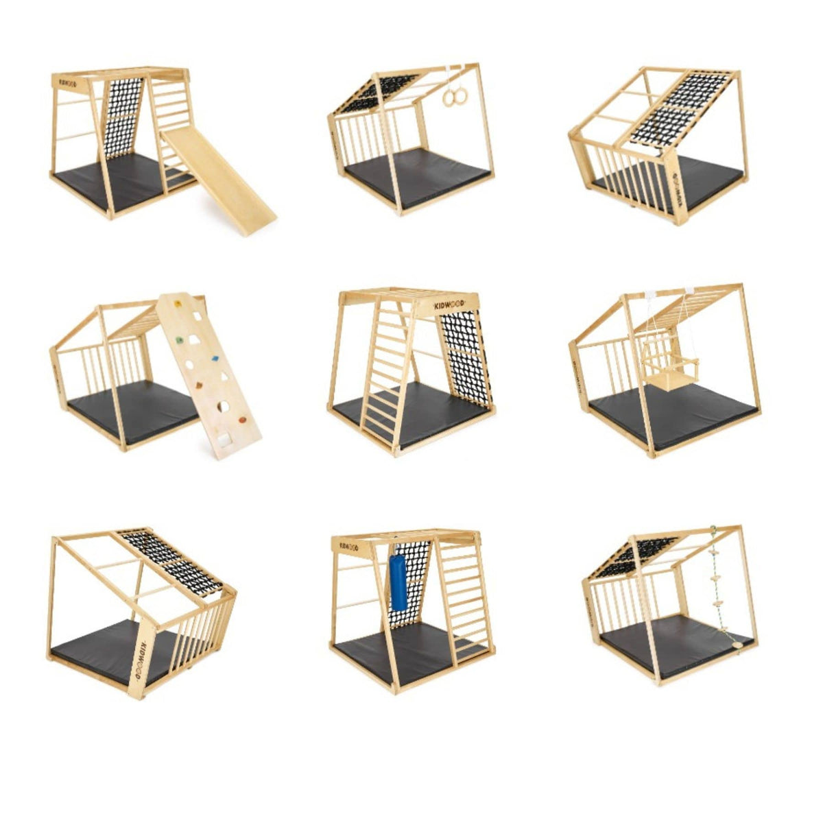 Klettergerüst CLIFF Pro Klettergerüst indoor aus Holz mit Matte, 5 Spielpositionen