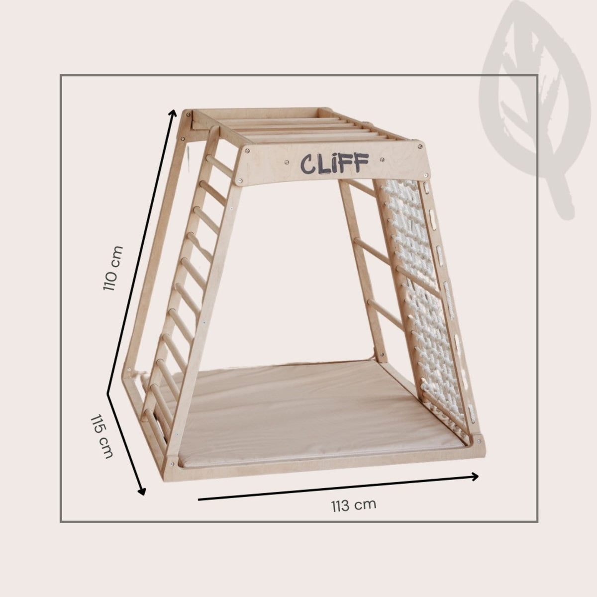 Klettergerüst CLIFF Pro Klettergerüst indoor aus Holz mit Matte, 5 Spielpositionen