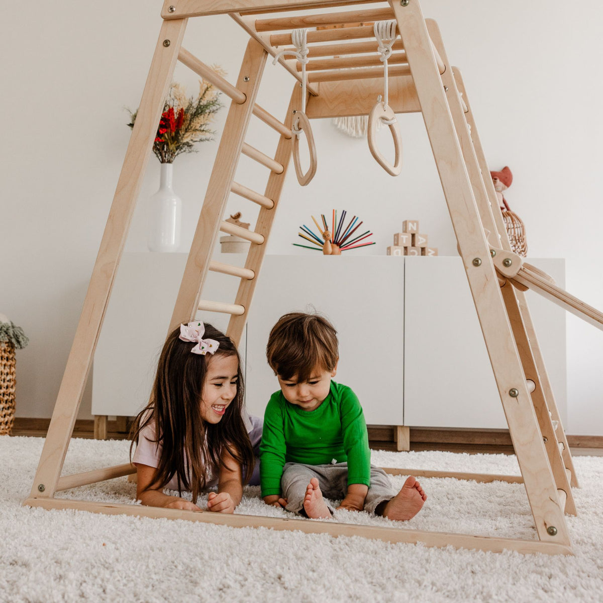 CLIFF Turnringe aus Holz für Kinder, mit verstellbaren Seilen