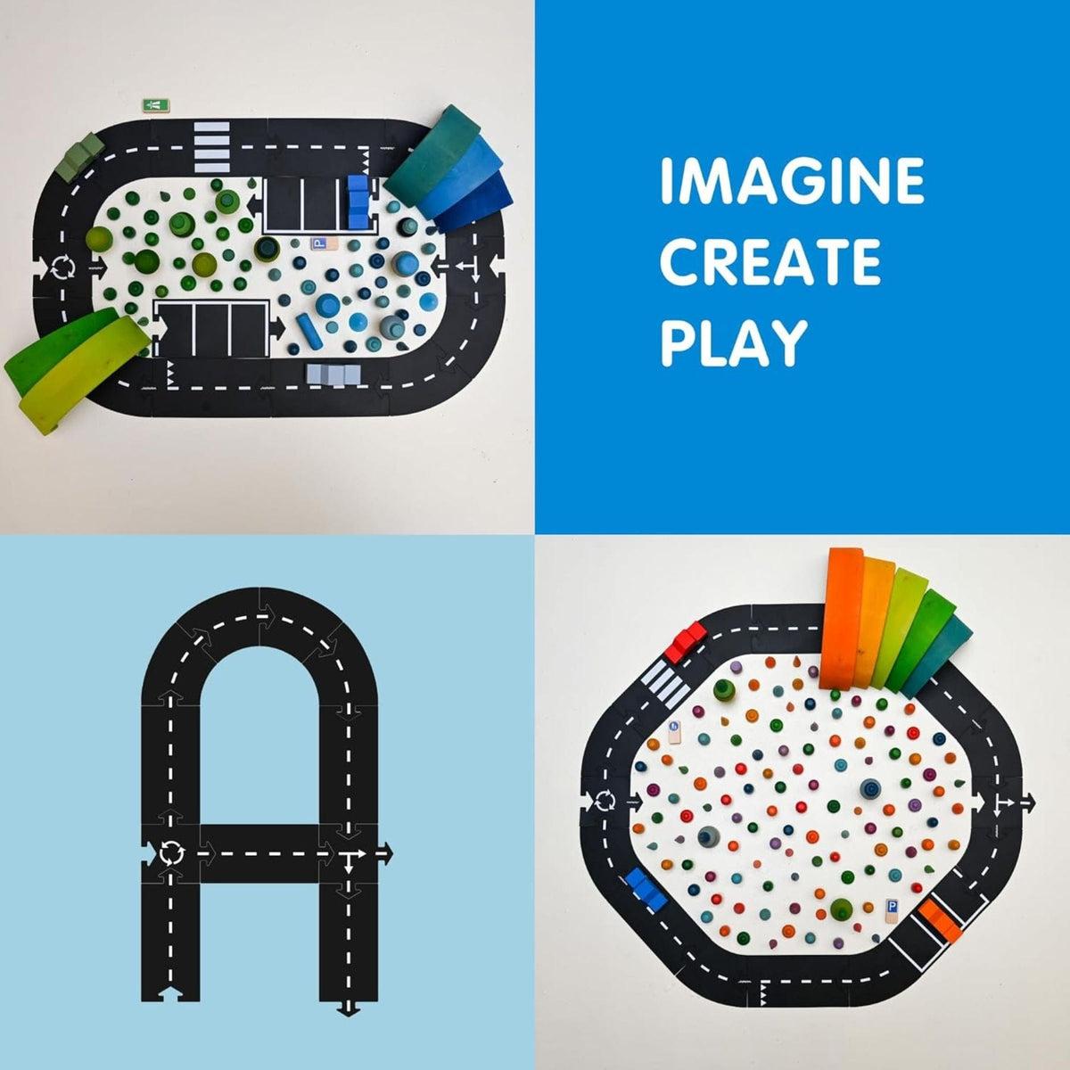 flexible toy road Flexible Spielstrasse aus Gummi – Expressway | 16 Teile | waytoplay