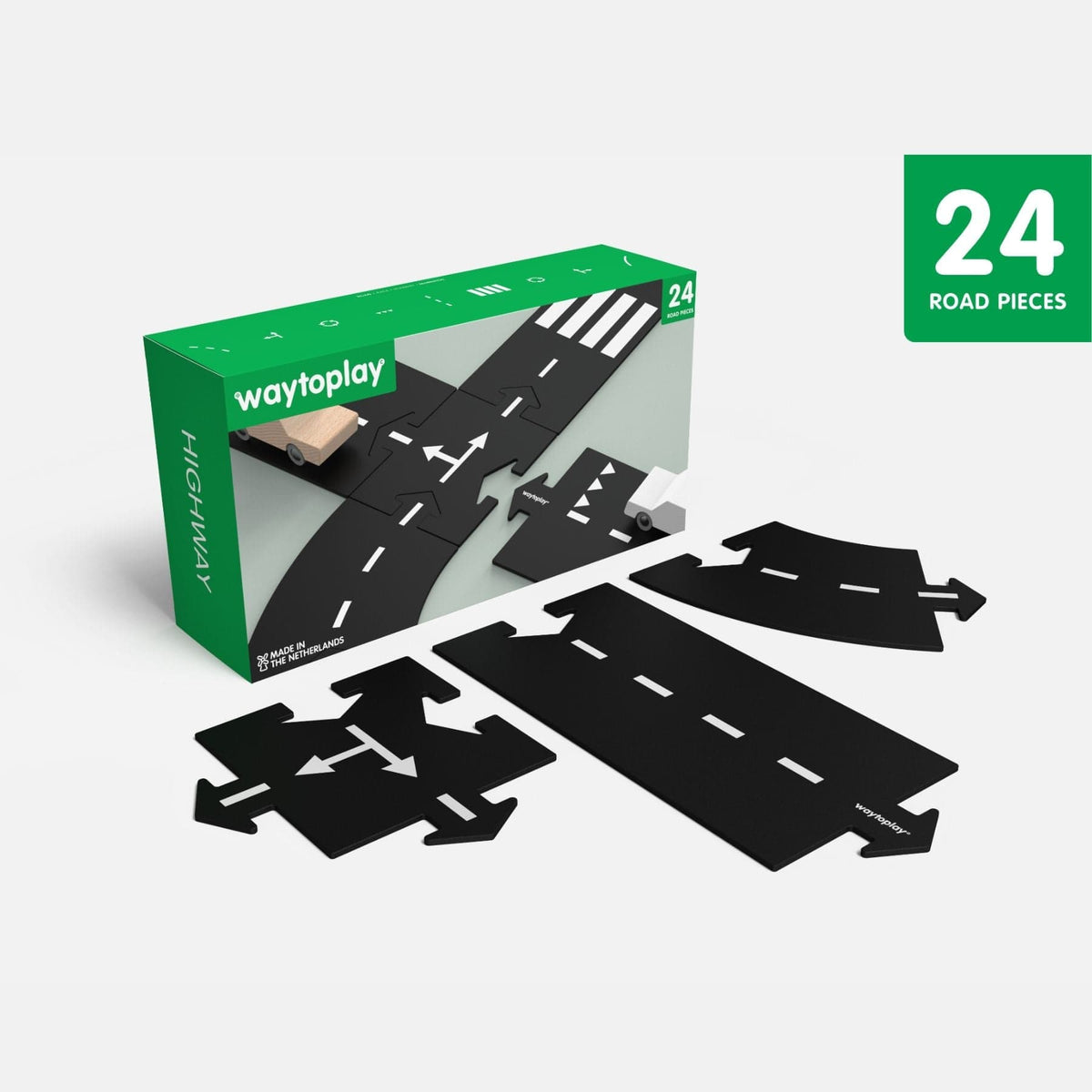 flexible toy road Flexible Spielstrasse aus Gummi – Highway | 24 Teile | waytoplay