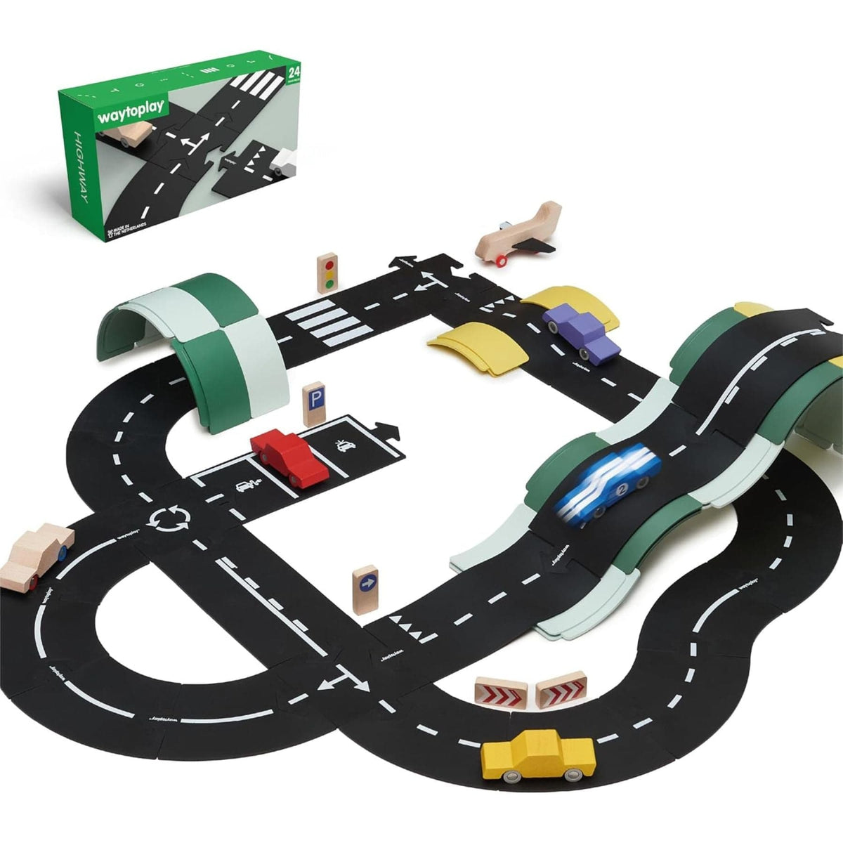 flexible toy road Flexible Spielstrasse aus Gummi – Highway | 24 Teile | waytoplay
