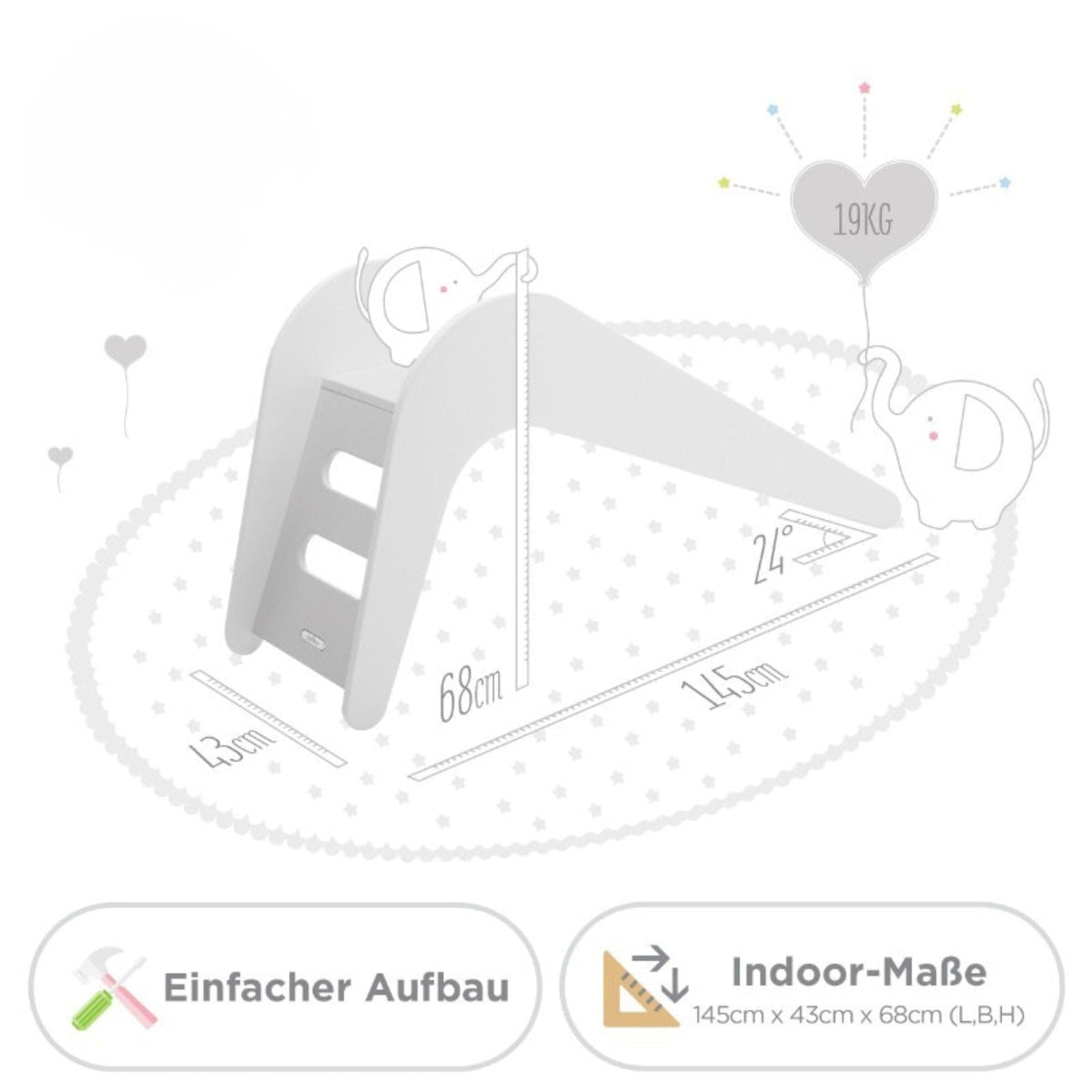 Rutsche Kinderrutsche – Indoor Holzrutsche (145 cm)