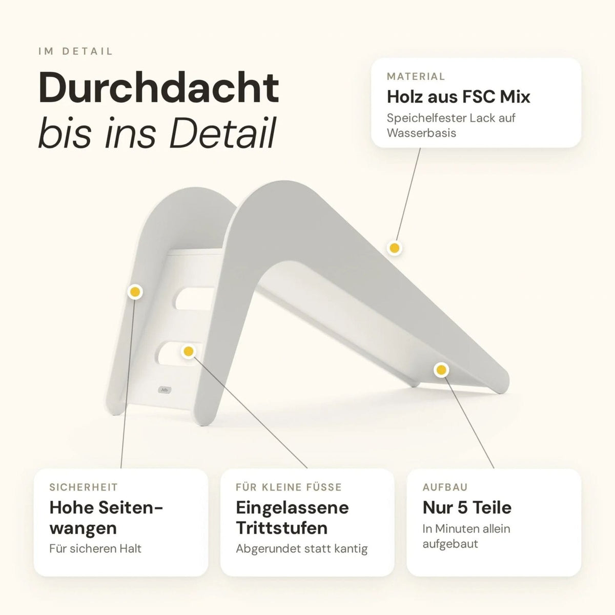 Rutsche Kinderrutsche – Indoor Holzrutsche (145 cm)
