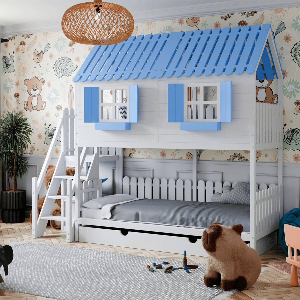 Bett Kinderbett Hausbett Etagenbett für Kinder - Anita