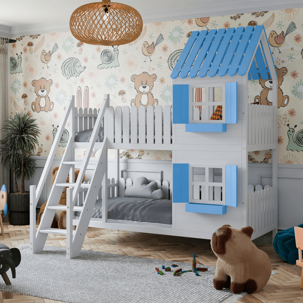 Bett Kinderbett Hausbett Etagenbett für Kinder - Nika