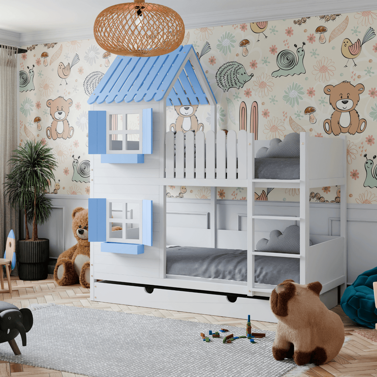 Bett Kinderbett Hausbett Etagenbett für Kinder - Lior