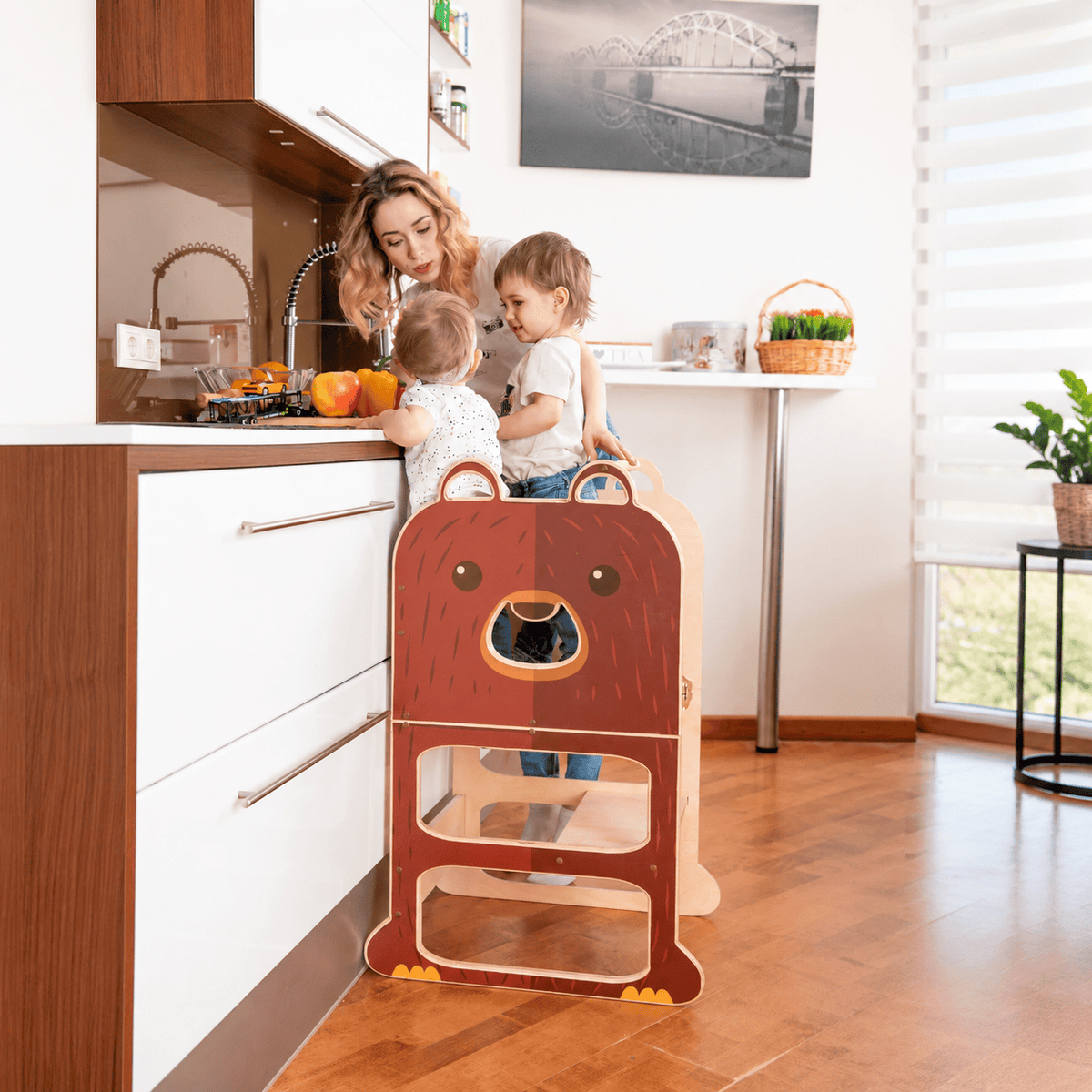 Learning Tower Learning Tower Lernturm für zwei Kinder Wandelbar Montessori Holz Bio Natürlich