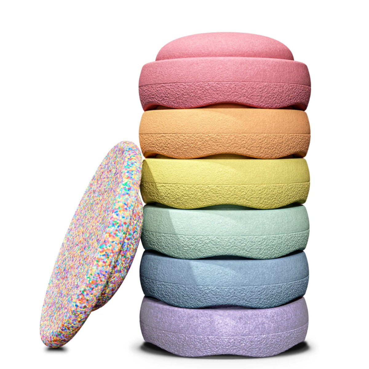 Stapelsteine Stapelstein® Rainbow Set pastel 6+1 SUPER CONFETTI BOARD