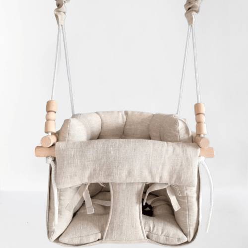Schaukel Premium Babyschaukel Naturleinen Melange